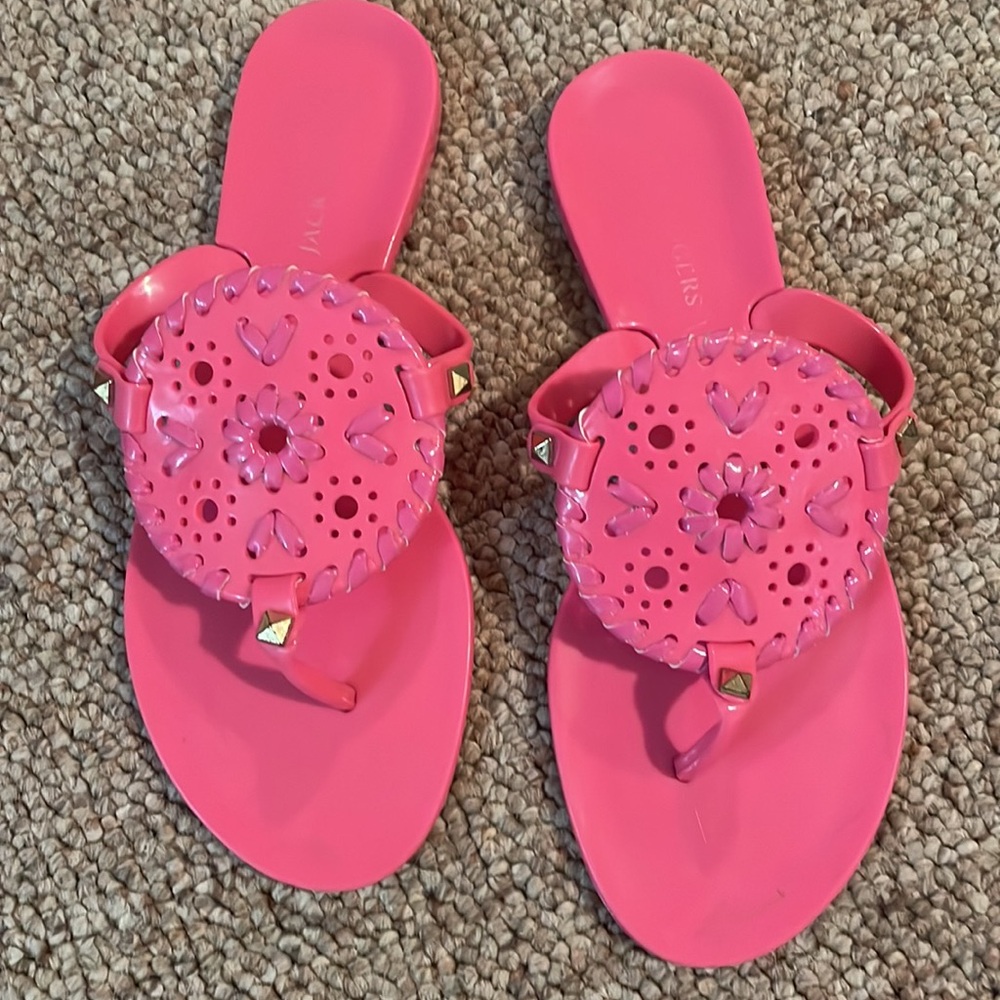 Jack Rogers Pink Sandals with Floral Design